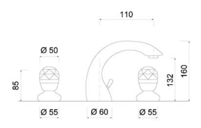 Bản vẽ kỹ thuật Vòi Chậu Lavabo Nóng Lạnh 3 Lỗ Clara CF-63359