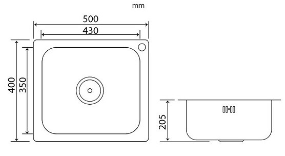 Bản vẽ kỹ thuật chậu rửa bát 1 hố inox304 Clara CSS-14