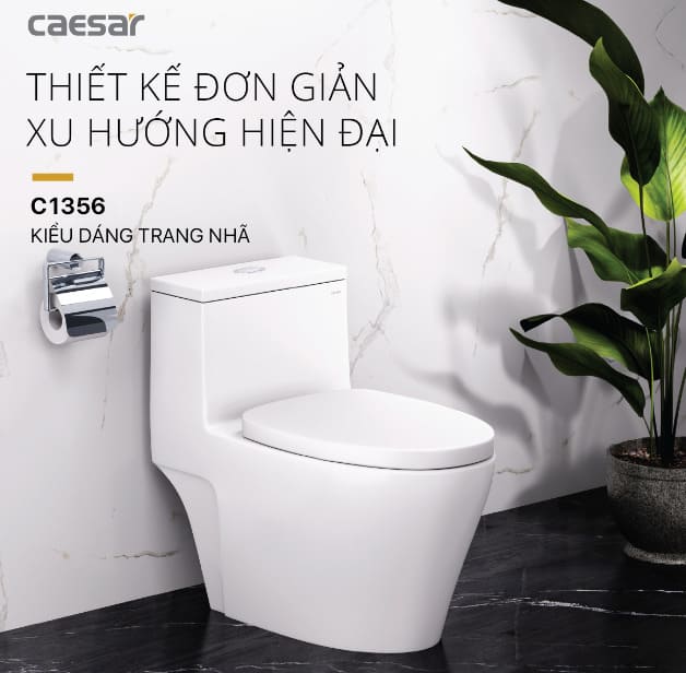 Bồn cầu 1 khối nắp êm Caesar C1356