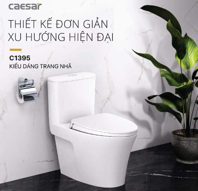 Bồn cầu 1 khối nắp êm Caesar C1395