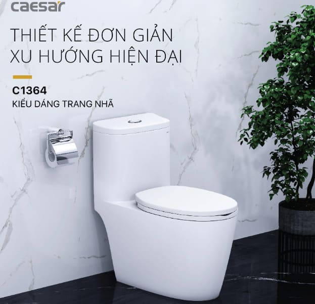 Bồn cầu 1 khối nắp êm Caesar C1364