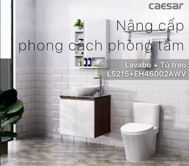 Tủ Treo Phòng Tắm Kèm chậu Caesar L5215 + EH48002AWV