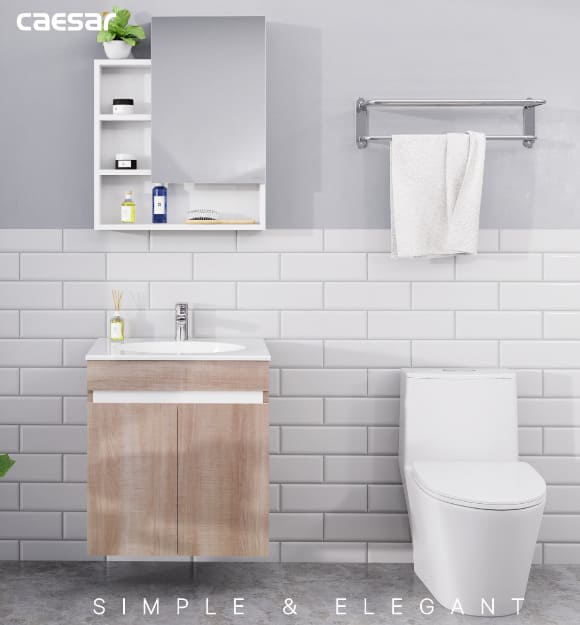 Tủ Treo Phòng Tắm Kèm chậu Caesar LF5024 + EH15024AW7V