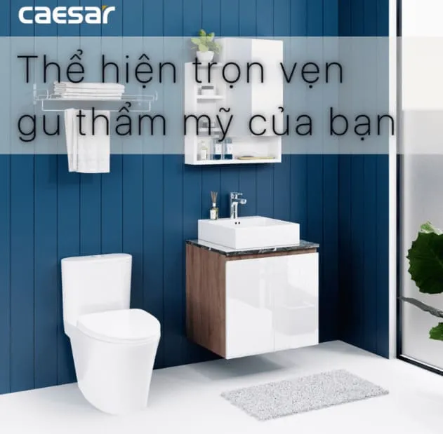 Tủ Treo Phòng Tắm Kèm chậu Caesar LF5261 + EH46001AWV