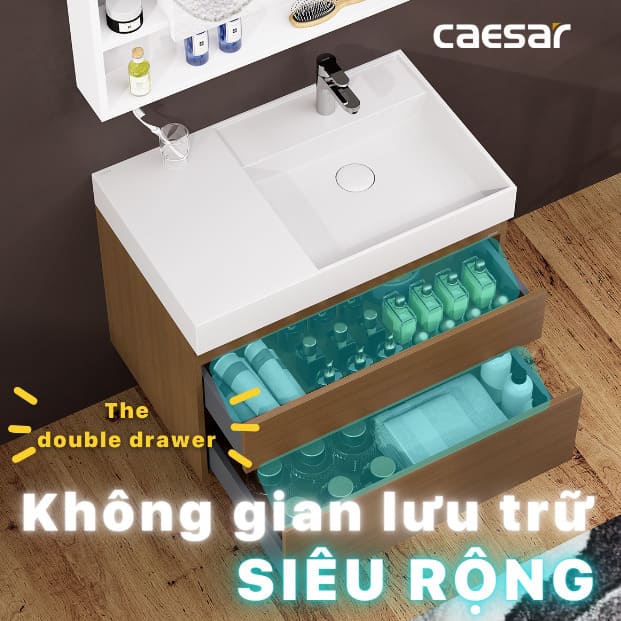 Tủ Treo Phòng Tắm Kèm chậu Caesar LF5384 + EH05384DWV