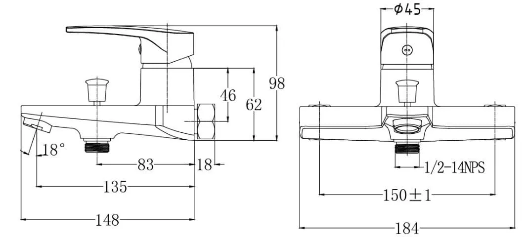 Bản vẽ kỹ thuật Sen tắm nóng lạnh tay sen 3 chế độ Caesar S393CR