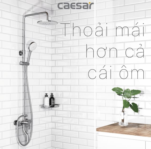 Sen tắm dứng nóng lạnh tay sen 3 chế độ Caesar S338C