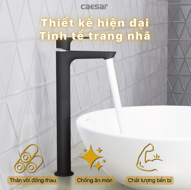 Vòi Lavabo Nóng Lạnh 1 Chân Thân Cao Caesar B061CBU