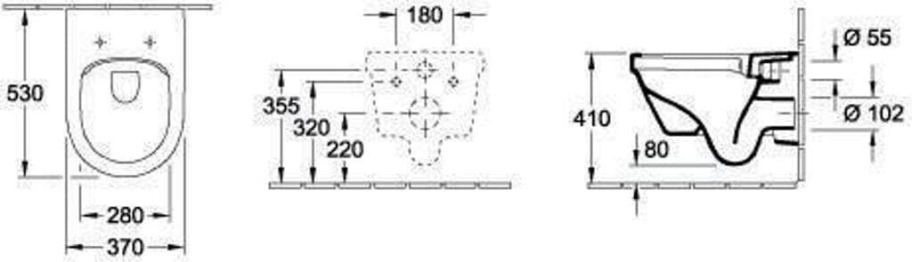 Bản vẽ kỹ thuật Bồn cầu treo tường Đức Villeroy-Boch Architectura 5684R0T2