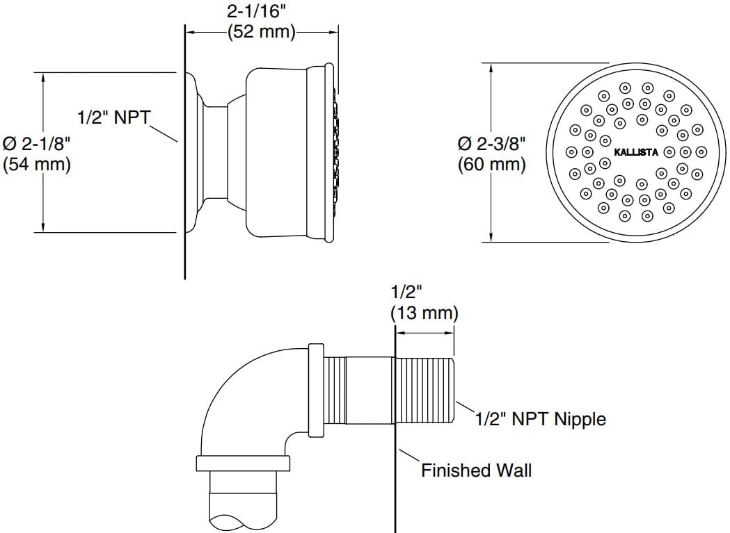 Bản vẽ bát sen 1 chức năng Kallista P22076-00