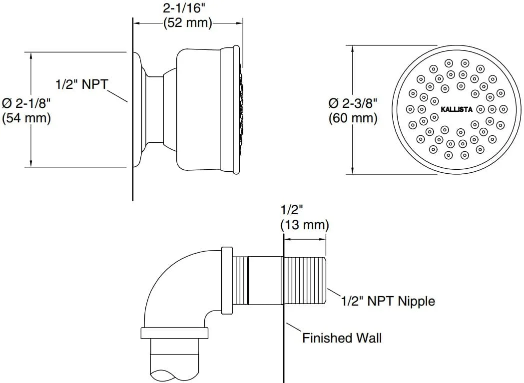 Bản vẽ bát sen 1 chức năng Kallista P22076-00