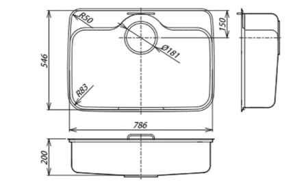 Bản vẽ kỹ thuật Chậu Rửa Bát 1 Hố Nhập Khẩu Nhật Bản Shigeru GB-K FS NE