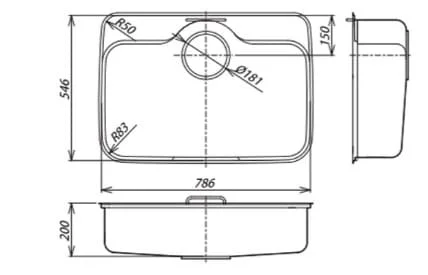 Bản vẽ kỹ thuật Chậu Rửa Bát 1 Hố Nhập Khẩu Nhật Bản Shigeru GB-K FS NE