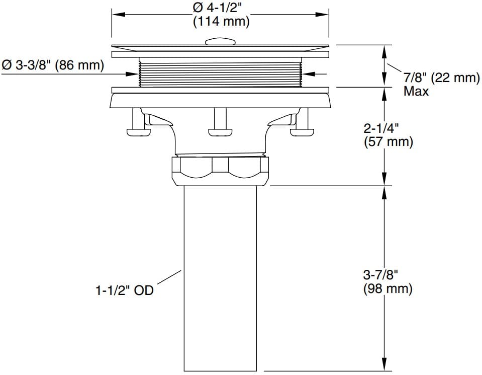 Bản vẽ xi phông chậu rửa bát Kallista P34000