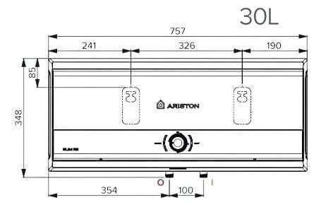 Bản vẽ kỹ thuật Máy Nước Nóng Ariston Slim 3 SL3 RS 30L Gián Tiếp Ngang 