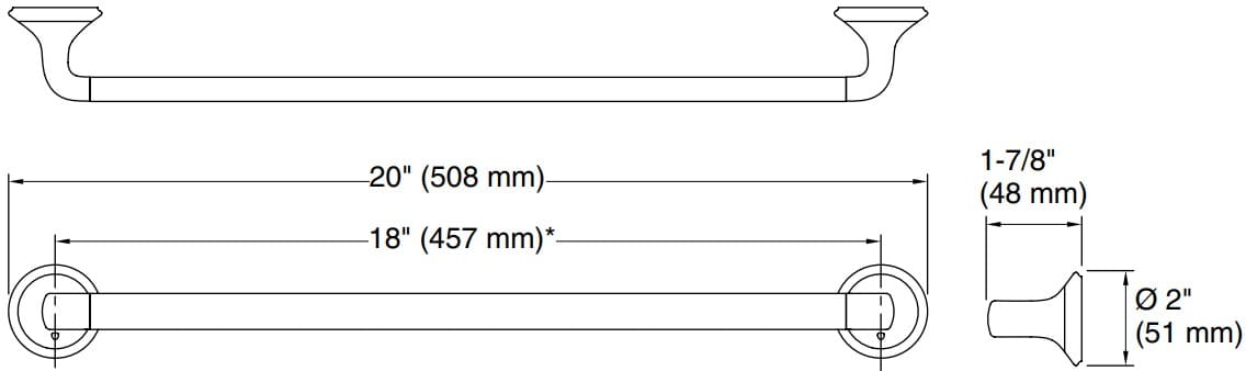 Bản vẽ giá khăn đơn Kallista P34709-TT