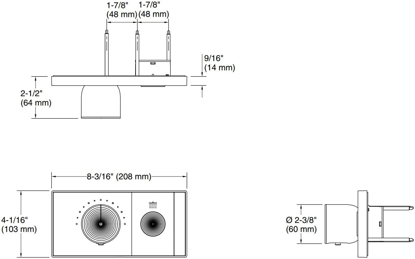 Bản vẽ mặt nạ điều chỉnh gắn tường Kallista P34718