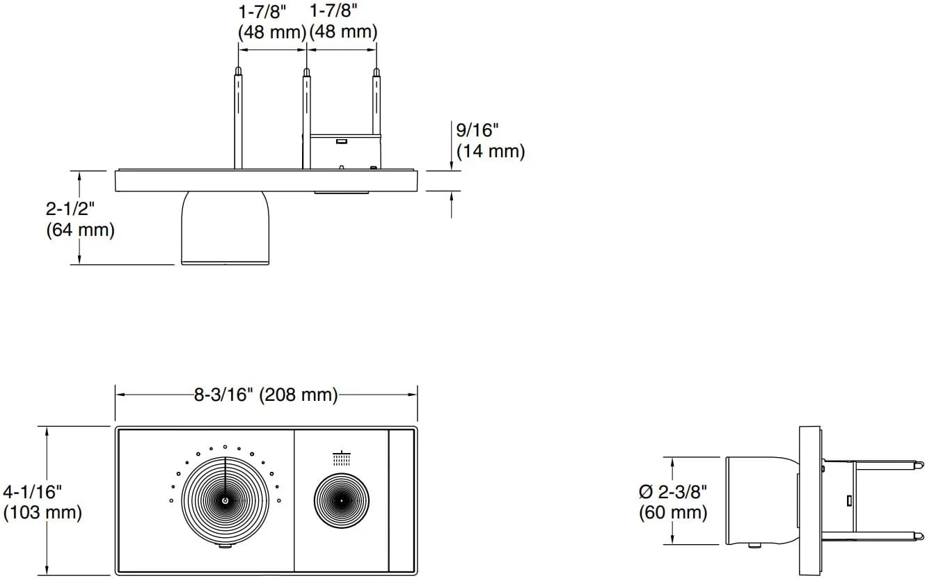 Bản vẽ mặt nạ điều chỉnh gắn tường Kallista P34718