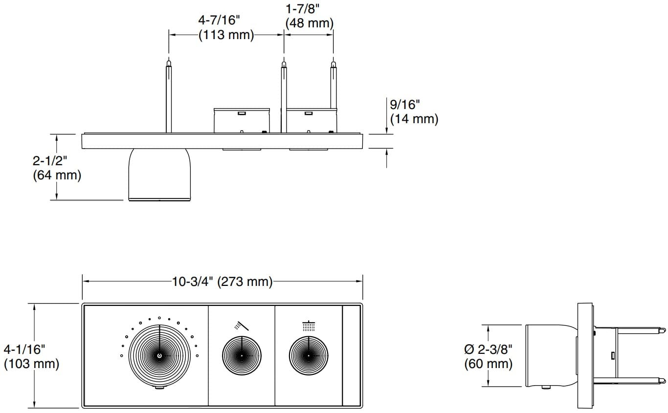 Bản vẽ mặt nạ điều chỉnh gắn tường Kallista P34719-00