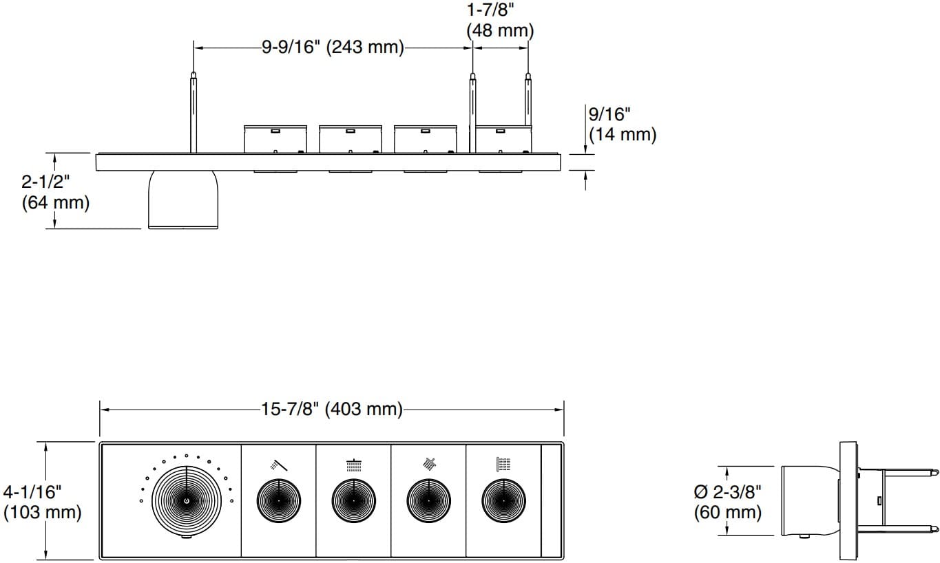 Bản vẽ mặt nạ điều chỉnh gắn tường Kallista P34721-00