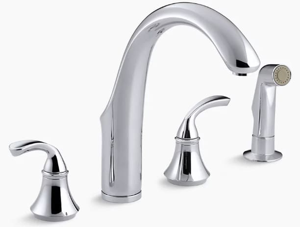Vòi rửa bát hai tay cầm có đầu phun bên Kohler Forté K-10445-CP