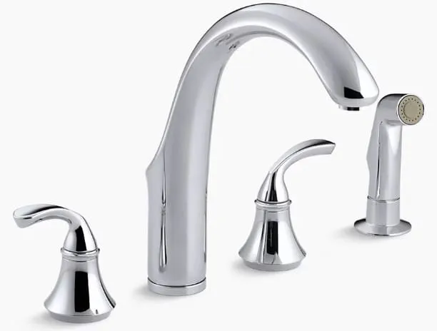Vòi rửa bát hai tay cầm có đầu phun bên Kohler Forté K-10445-CP