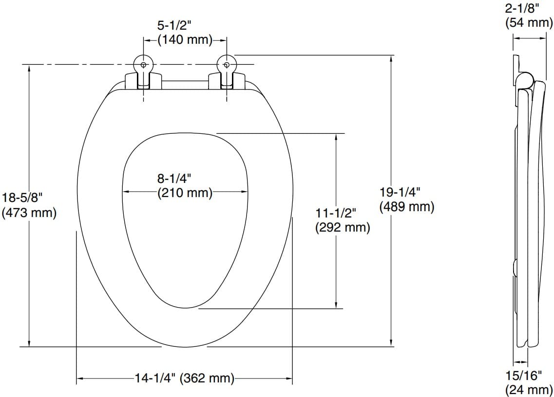 Bản vẽ nắp bàn cầu thường Kallista P70303-CP-0