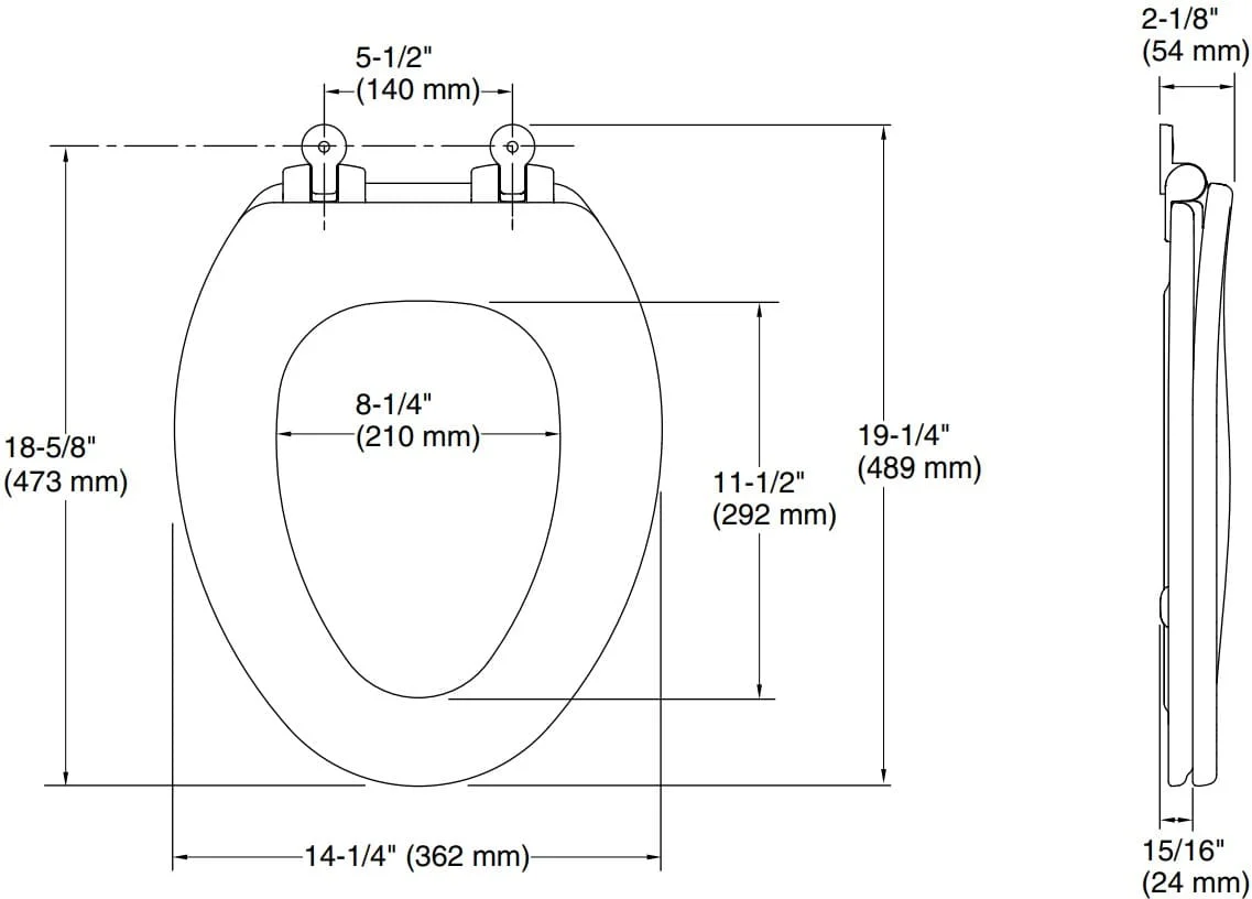 Bản vẽ nắp bàn cầu thường Kallista P70303-CP-0