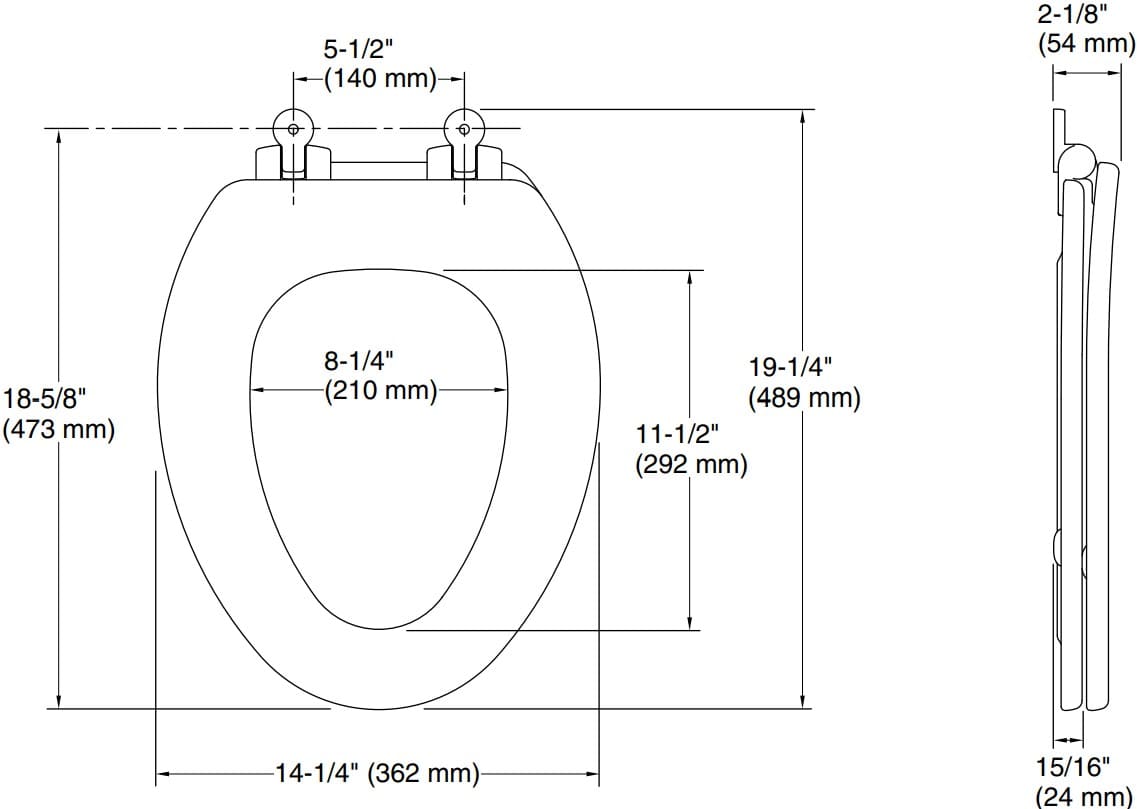 Bản vẽ nắp bàn cầu thường Kallista P70313