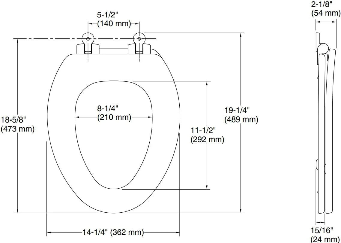 Bản vẽ nắp bàn cầu thường Kallista P70313
