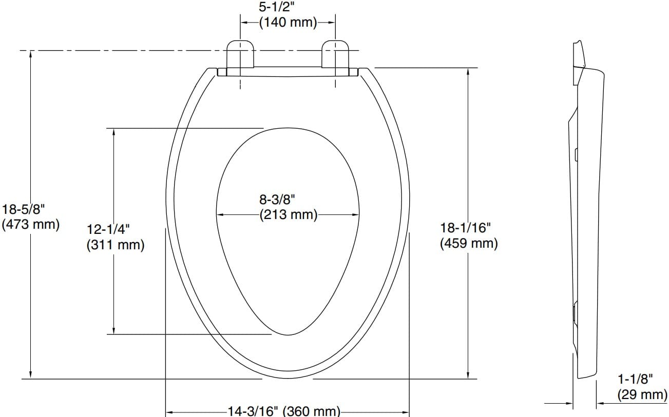 Bản vẽ nắp bàn cầu thường Kallista P70363