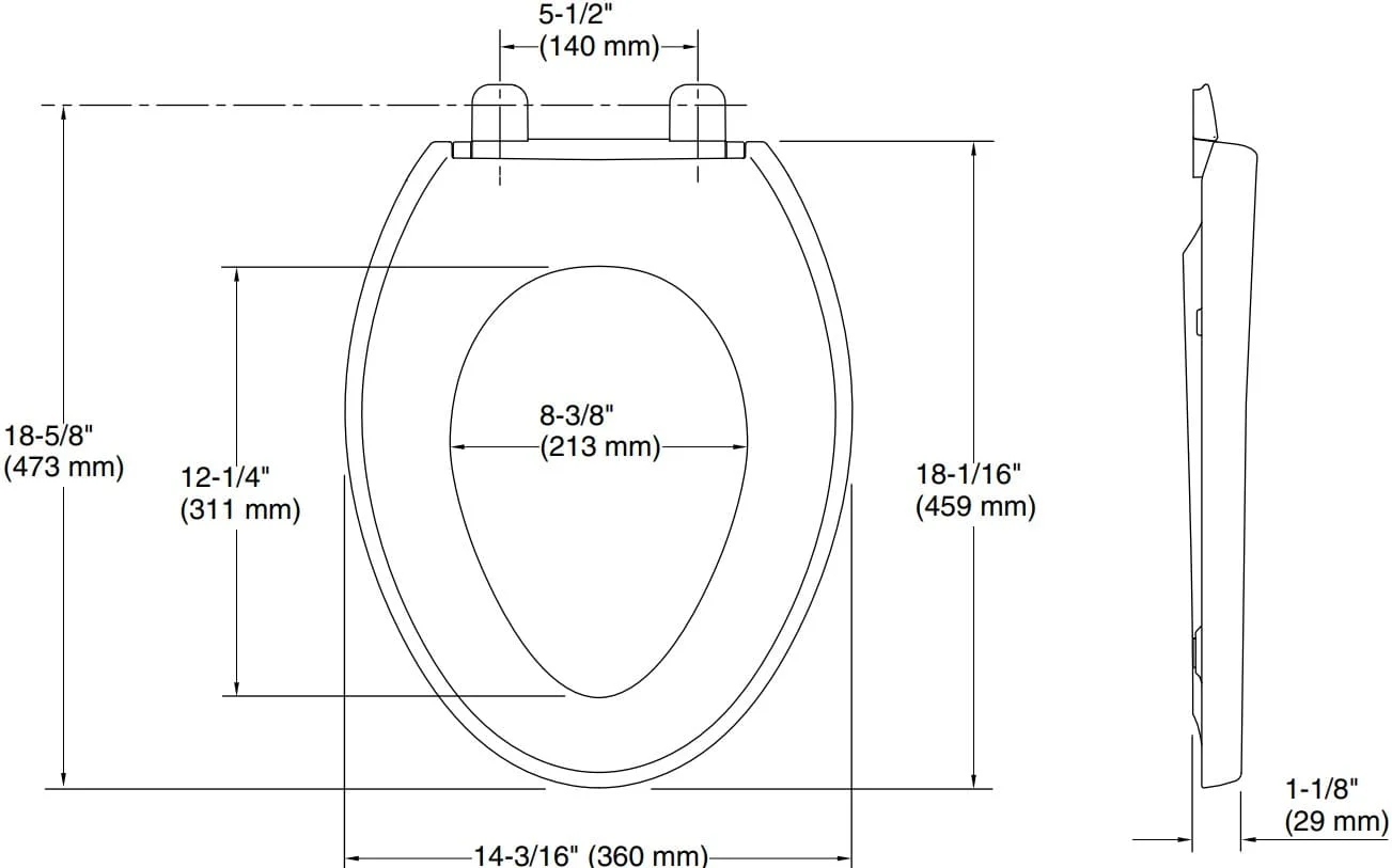 Bản vẽ nắp bàn cầu thường Kallista P70363