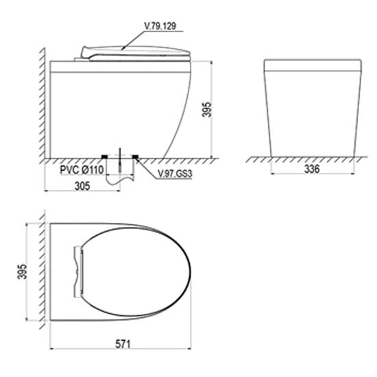 Bồn cầu đặt sàn Viglacera V.10.TL1