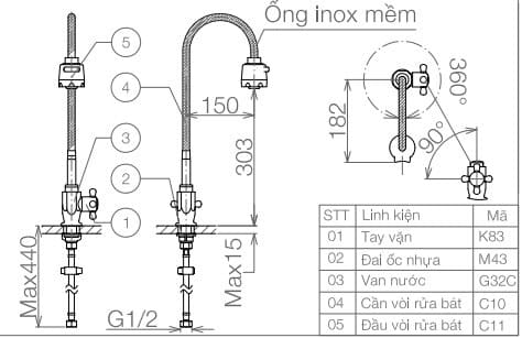 Vòi chậu rửa bát lạnh Viglacera VG705
