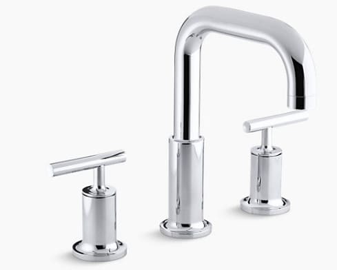 Vòi chậu rửa nóng lạnh 3 chân Purist Kohler K-14428T-4-BGD