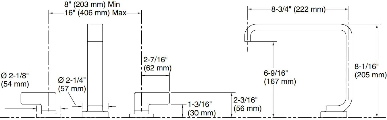 Bản vẽ vòi bồn tắm nóng lạnh Kallista P34237