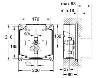 Bản vẽ kỹ thuật Bộ Van Xả Bồn Tiểu Nhập Khẩu Đức Grohe 38787000