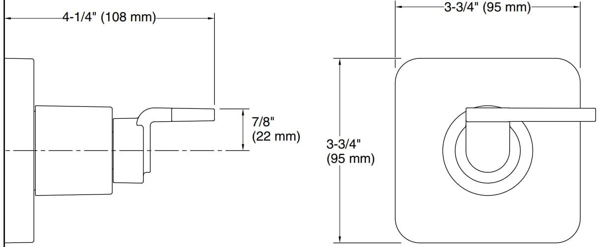 Bản vẽ mặt nạ chuyển hướng Kallista P34243