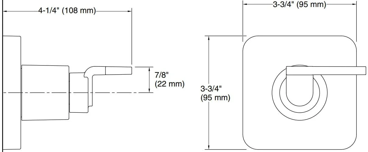 Bản vẽ mặt nạ chuyển hướng Kallista P34243