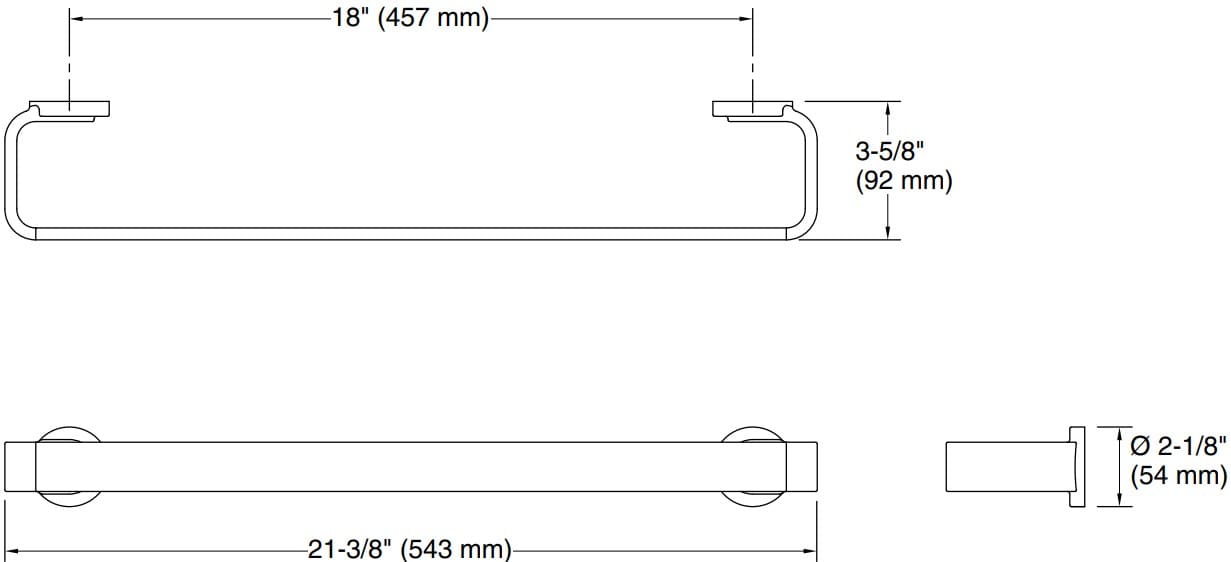 Bản vẽ giá khăn đơn Kallista P34245
