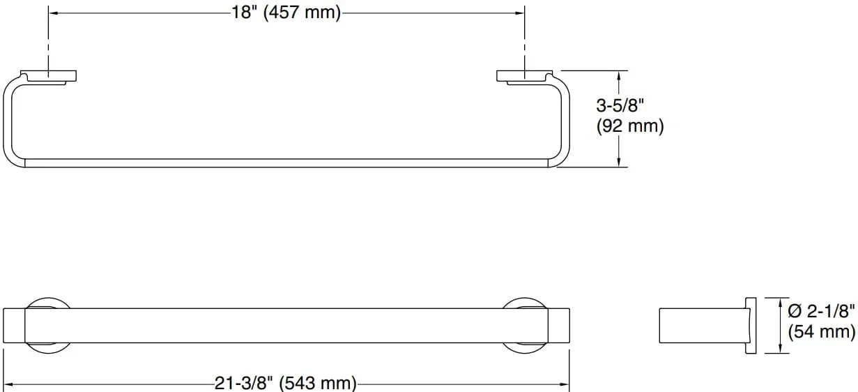 Bản vẽ giá khăn đơn Kallista P34245