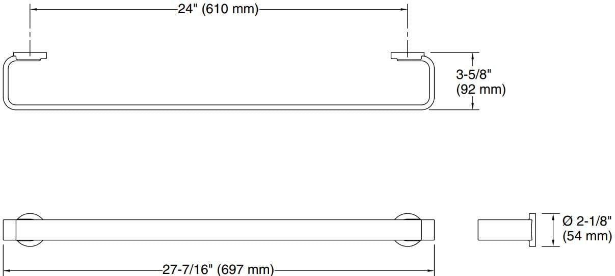 Bản vẽ giá khăn đơn Kallista P34246