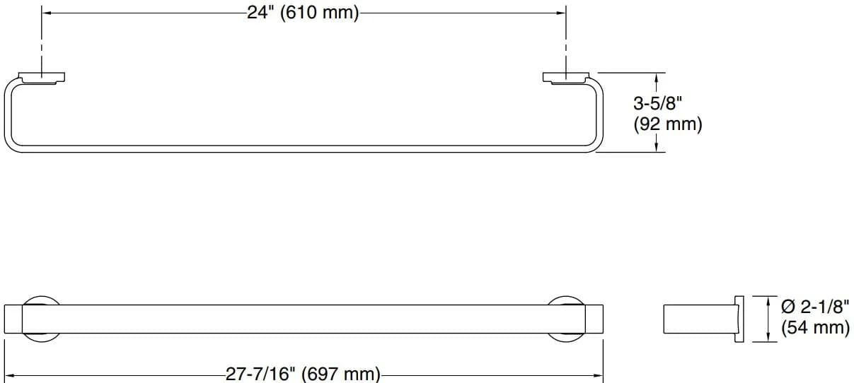 Bản vẽ giá khăn đơn Kallista P34246