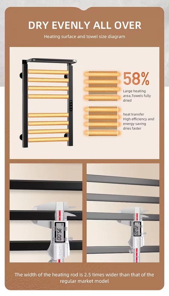 Giàn sấy khăn mặt khăn tắm màu đen Miken R395B-Wifi