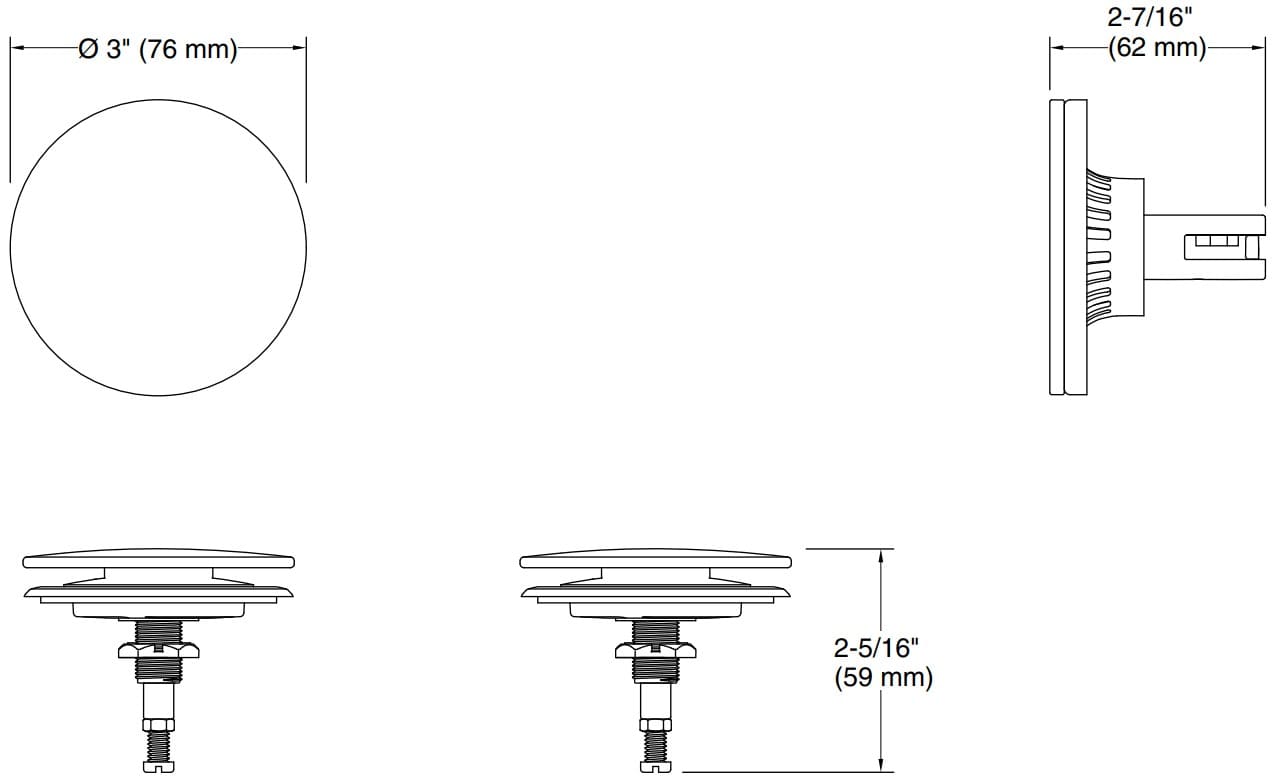 Bản vẽ nút chặn thoát nước bồn tắm Kallista P21930