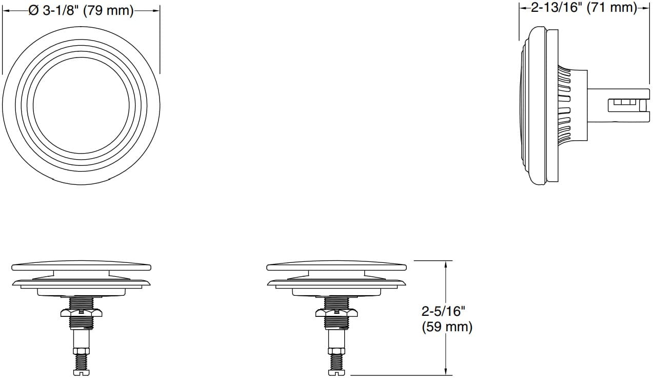 Bản vẽ nút chặn thoát nước bồn tắm Kallista P21931