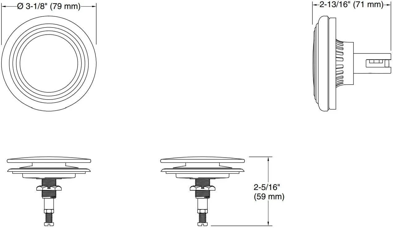 Bản vẽ nút chặn thoát nước bồn tắm Kallista P21931