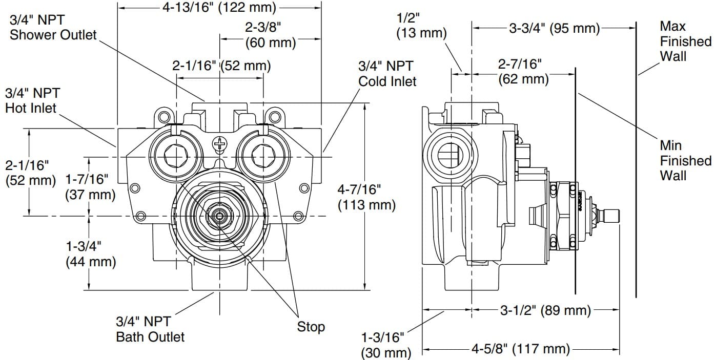 Bản vẽ van âm sen tắm Kallista P29512-WS-NA