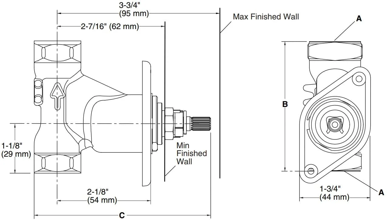 Bản vẽ van âm sen tắm Kallista P29527-00-NA