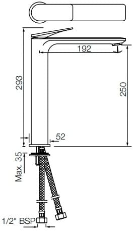 Bản vẽ kỹ thuật vòi chậu Jaquuar LAG-CHR-91005BWFV